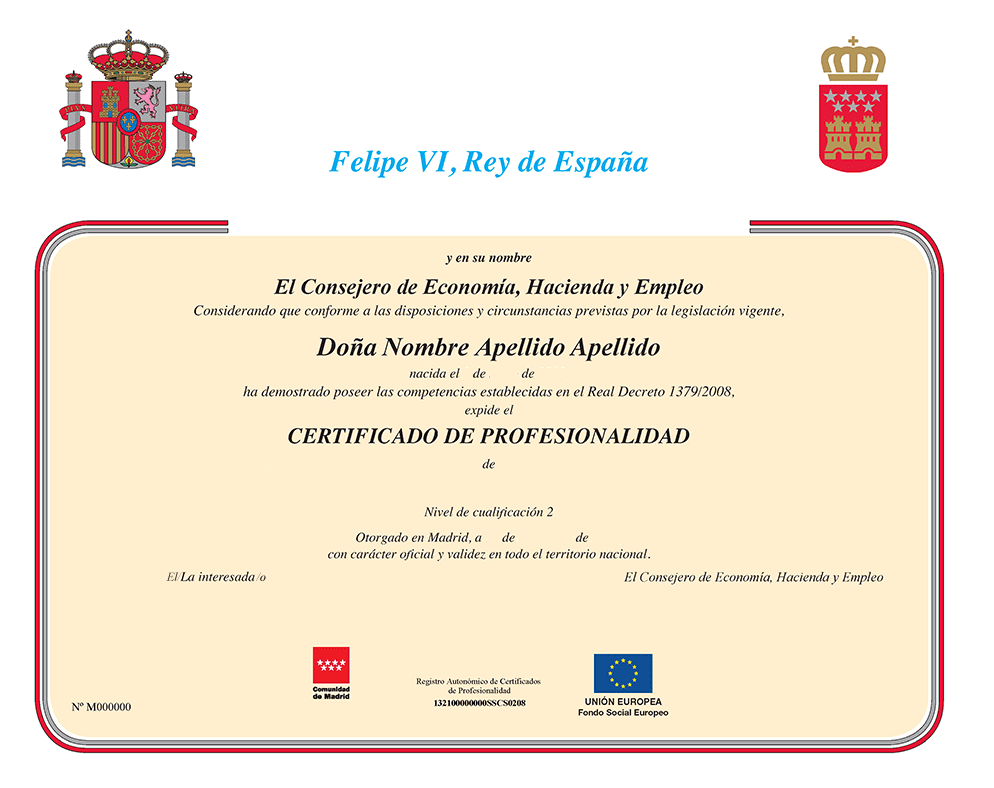Diploma Certificado de Profesionalidad