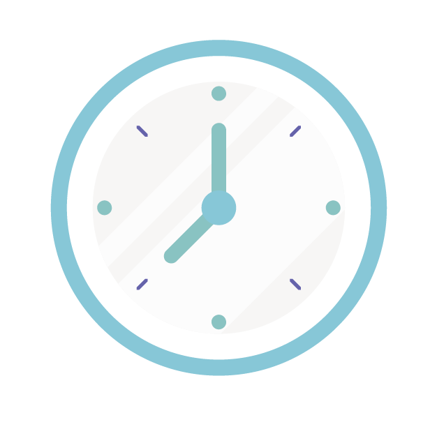 Un icono de un reloj que marca las 07:00 horas con los bordes en azul celeste.