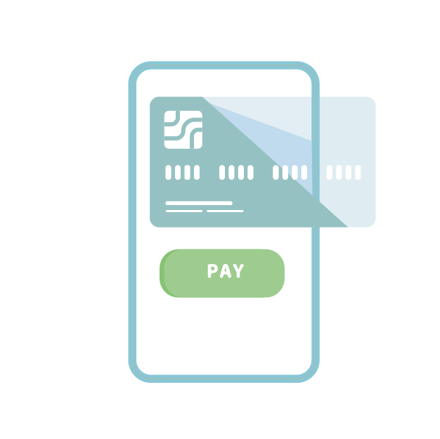 Un icono de una tarjeta de crédito y un botón que pone: "Pay" del inglés, pagar.