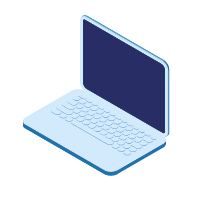 Un icono de un ordenador portátil azul.
